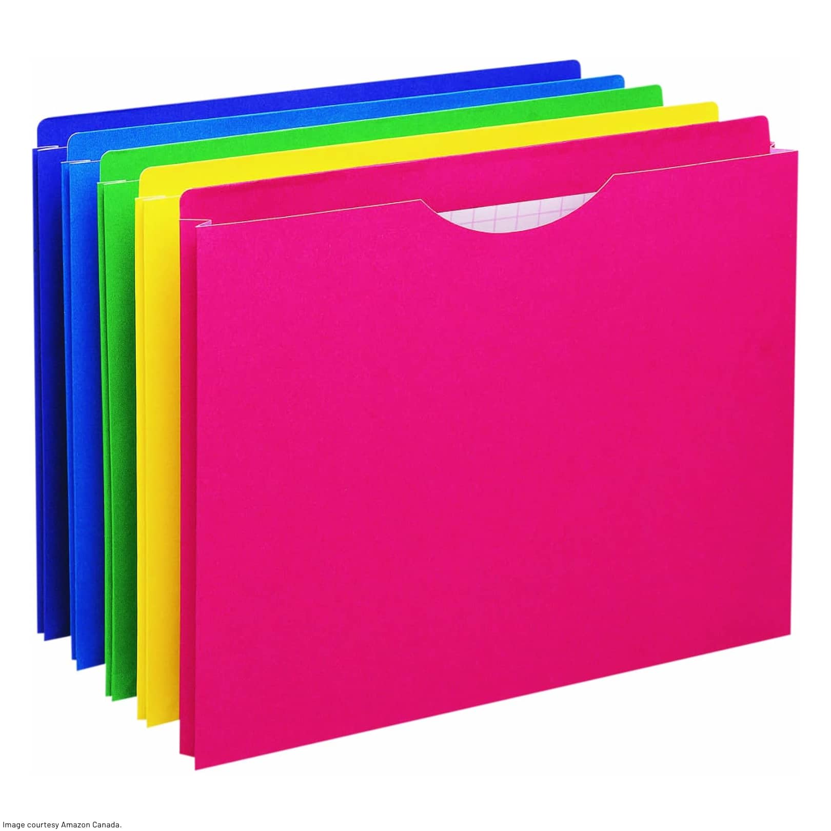 multi-coloured file jackets standing in a row