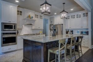 tidy kitchen organized by containers and zoning