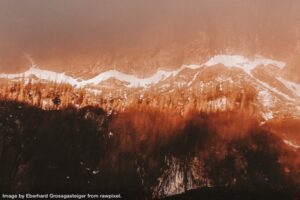 forest fire on mountain side highlighting the importance of an emergency wildfire kit