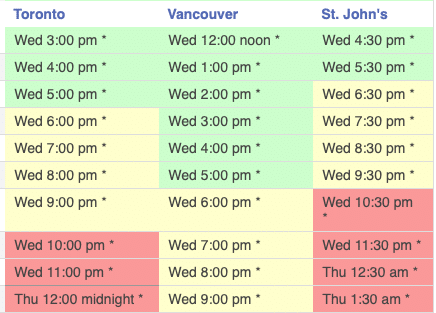 schedule meeting across time zones