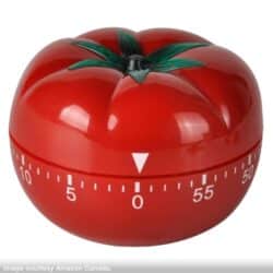 a tomato-shaped timer to track productivity intervals